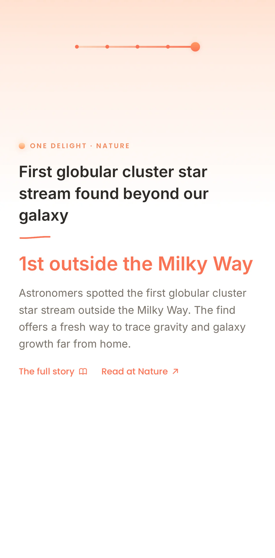 A delight story in the app: the first star stream found outside our galaxy.